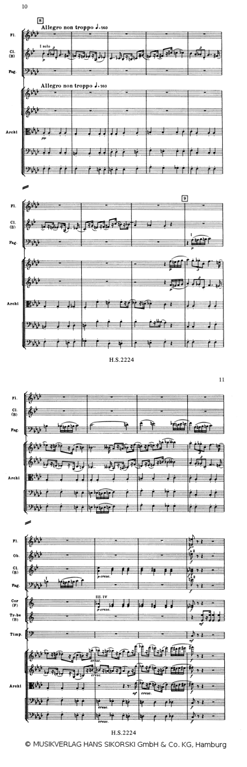Schostakowitsch Symphonie Nr. 1 Satz 1 Ziffer 8 (Klarinetten-Thema) - &copy; MUSIKVERLAG HANS SIKORSKI GmbH & Co. KG, Hamburg - Abdruck mit frdl. Genehmigung